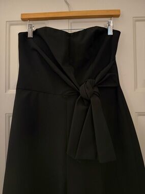 ASOS Strapless Wide Leg Jumpsuit Side Tie Twist Culotte Black 8